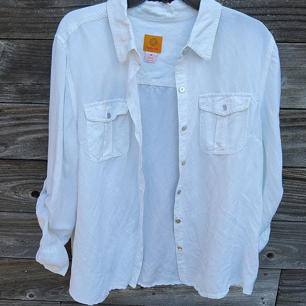 Ruby Rd. White Button Down Blouse Size 18 - Picture 10 of 10